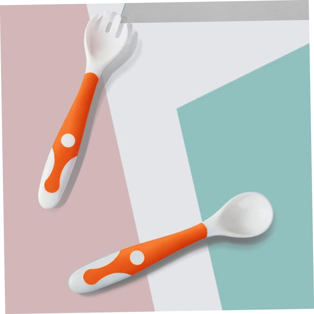 ORFOFE 4 Pcs Bending Fork Spoon Set for Safe Feeding 1