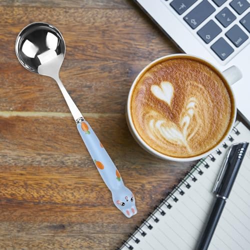 Abaodam 4Pcs Cartoon Bunny Dessert Spoon Set