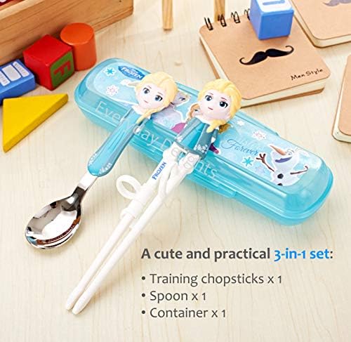 Frozen Queen Elsa Kids Spoon Chopsticks Flatware Set with Case