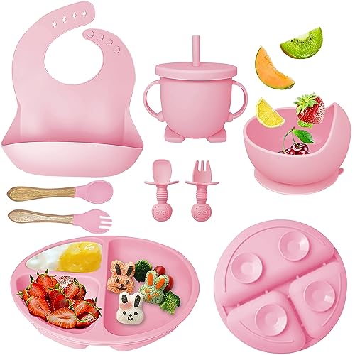 Mrkyy Silicone Baby Feeding Set 8 Piece - Pink 1