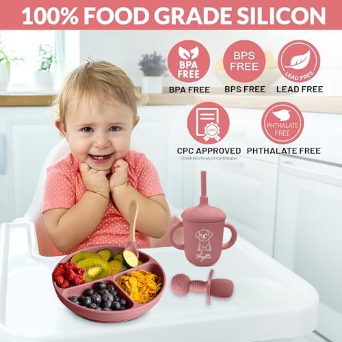 ASYTTA Silicone Baby Feeding Set Pink