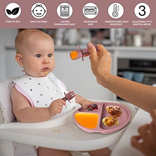 10 Pcs Silicone Baby Utensils Set Anti-Choke Self-Feeding