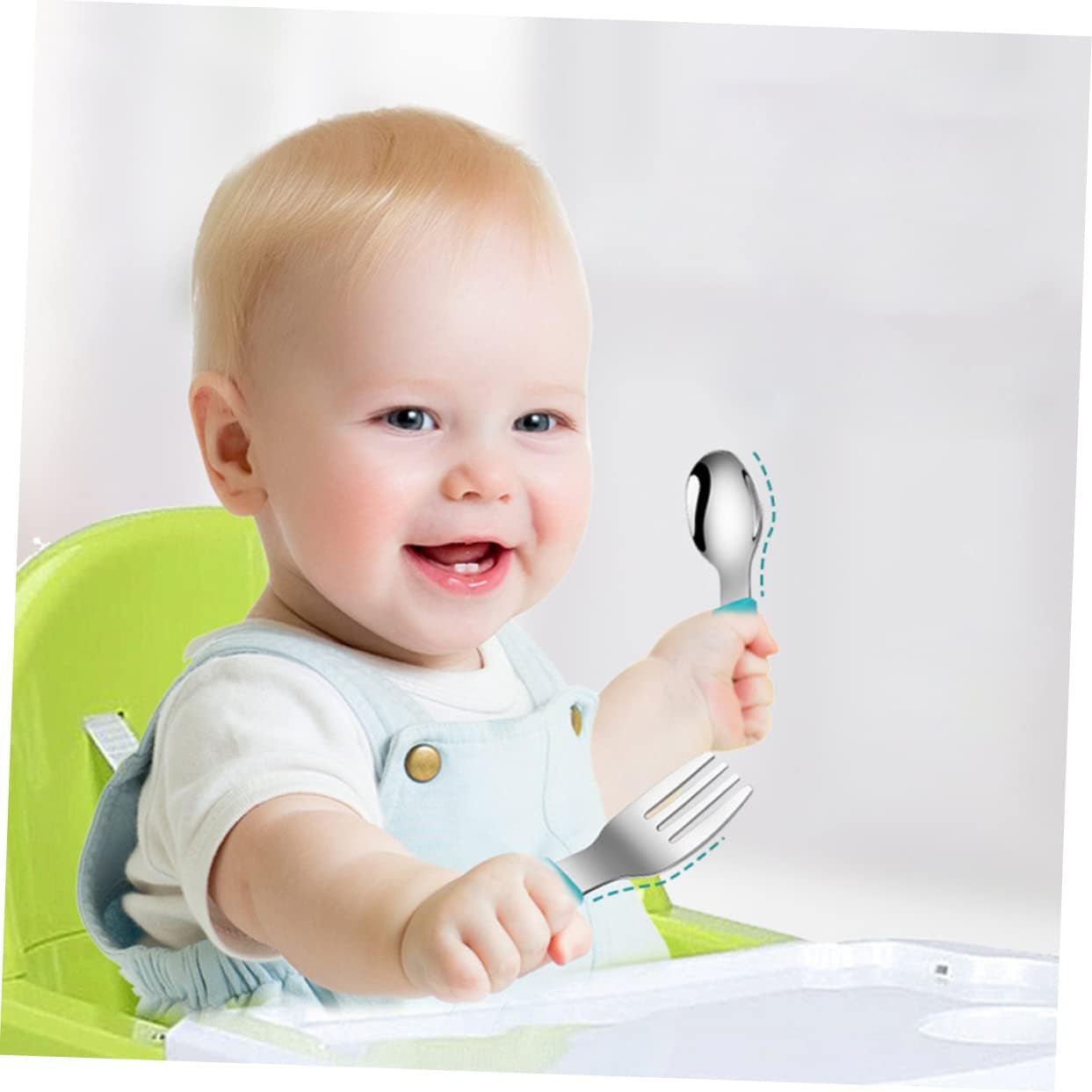 Luxshiny 2PCS Bird Themed Flatware Set for Baby Training