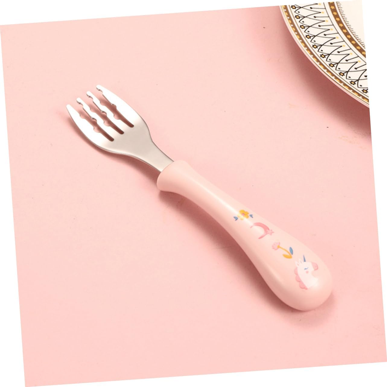 GLSTOY 3-Piece Cartoon Stainless Steel Fork Spoon Set