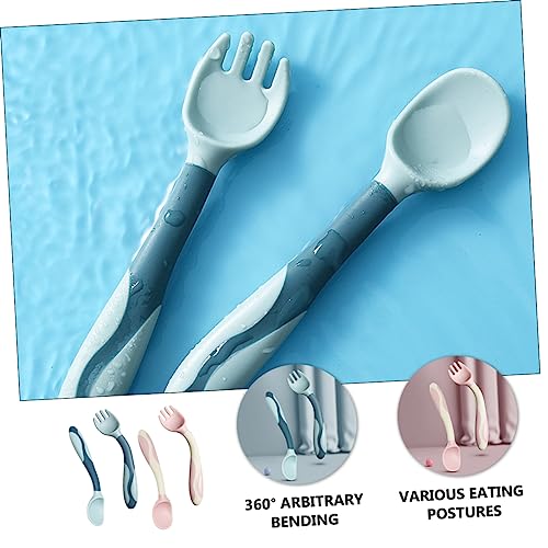 HAPINARY 2 Sets Flexible Spoon and Fork for Baby Feeding 1