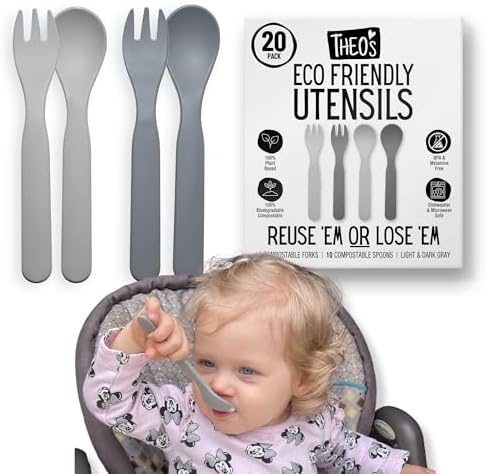 THEOS 20 Pack Eco-Friendly Baby Utensils Set