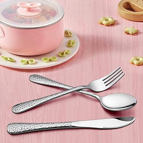 Hammered Kids Silverware Set 9 Piece Stainless Steel