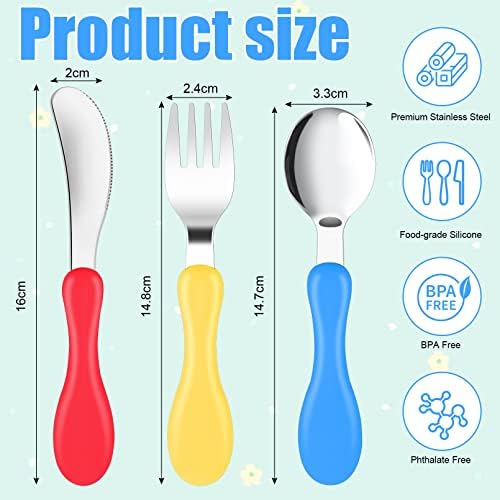 RAIHOMKIT Toddler Silverware Set 6 Pcs Metal Forks and Spoons Knife