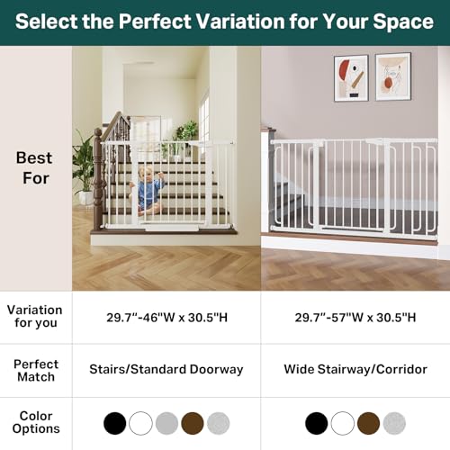 Cumbor White Baby Gate for Stairs and Doorways