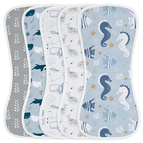 Yoofoss Organic Cotton Burp Cloths 5 Pack 21X10