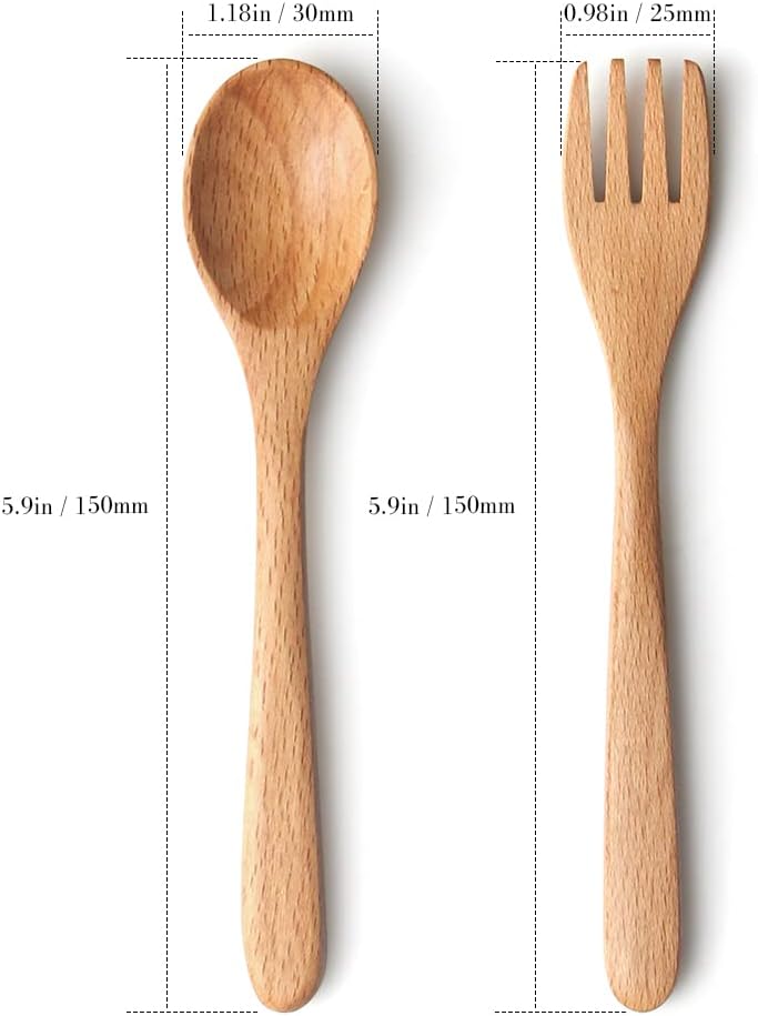 YFWOOD 4-Piece Wooden Kids Cutlery Set