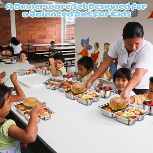 Tioncy 15 Pcs Stainless Steel Kids Dinnerware Set