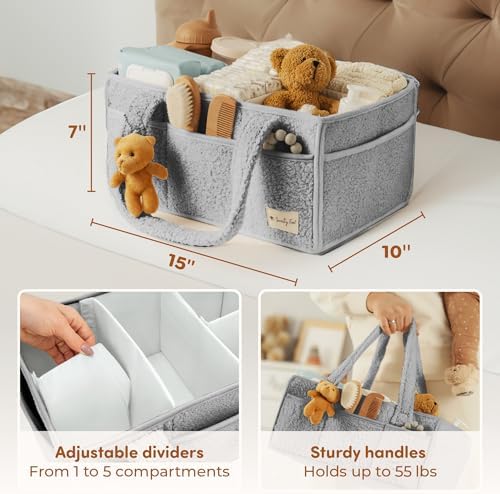 Sweety Fox Baby Diaper Caddy Organizer - Grey