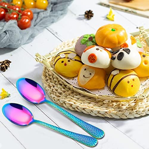 LIANYU 9 Piece Rainbow Kids Stainless Steel Spoon Set