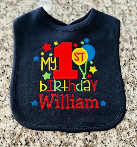 Fantasy Kids Designs First Birthday Boy Bib with Name