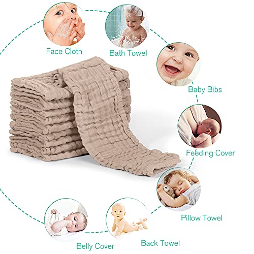 Yoofoss 10 Pack Organic Cotton Muslin Burp Cloths