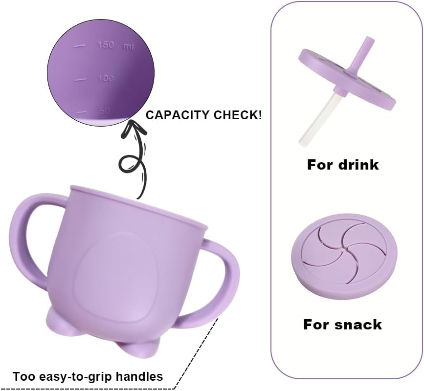 BY FOREV Silicone Baby Feeding Set with Sippy Cup and Bib