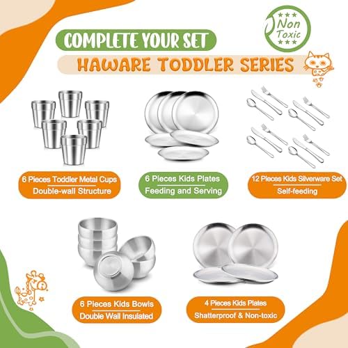 HaWare 8-Piece Toddler Stainless Steel Utensil Set