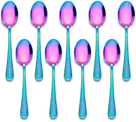 LIANYU 9 Piece Rainbow Kids Stainless Steel Spoon Set