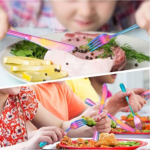 LIANYU 15-Piece Rainbow Kids Silverware Set 1