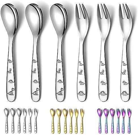 Evanda Toddler Cutlery Set 6 Pieces Dinosaur Forks and Spoons
