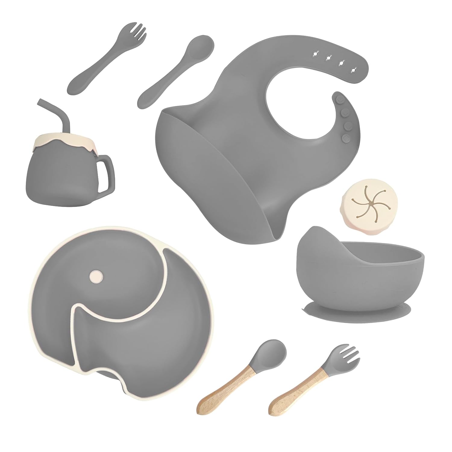 ARCASA 9-Piece Silicone Baby Feeding Set Blue