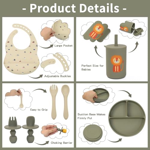 Little Rawr 8-Piece Silicone Feeding Set for 6 Months