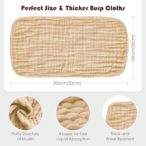 Spotted Play Muslin Burp Cloths 20x10 12 Pack Brown