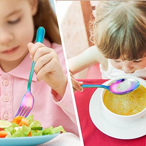 LIANYU 15-Piece Rainbow Kids Silverware Set 1