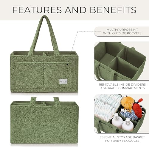 ZICOTO Baby Caddy Organizer - 3 Compartment Storage Basket