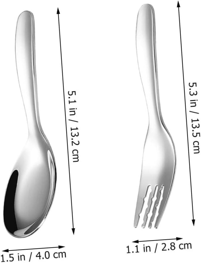 ULDIGI 2PCS Stainless Steel Feeding Utensils Set Fork and Spoon