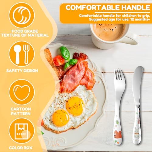 Toddler Stainless Steel Utensil Set with Cartoon Handles