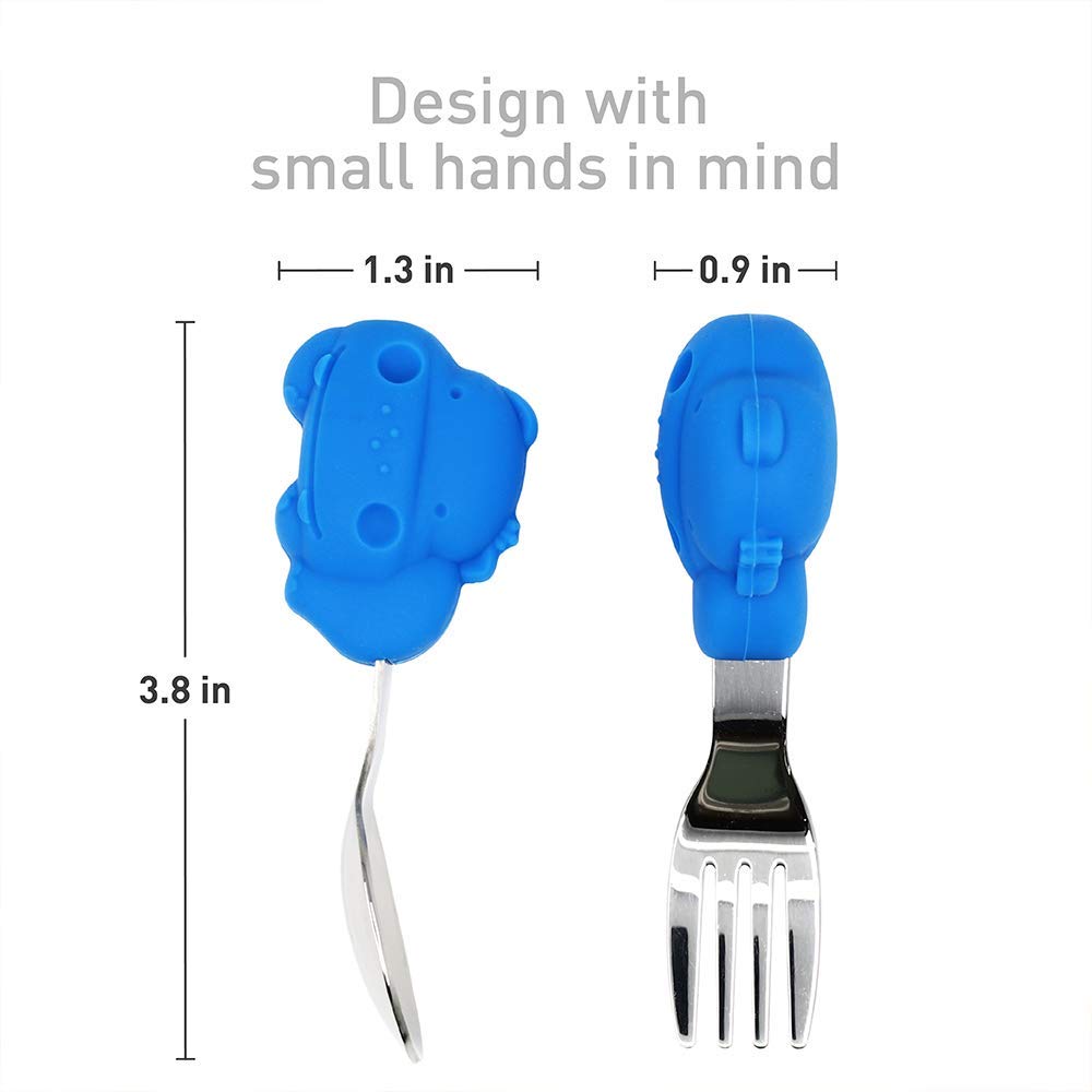 Toddler Spoon Fork Set Palm Grasp for 18 Month Babies