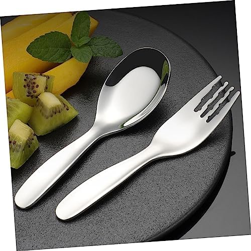 ORFOFE 2PCS Stainless Steel Spoon and Fork Set for Little Hands