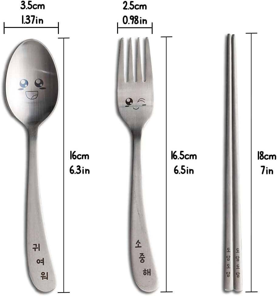 BAPMOO Kids Cutlery Set with Happy Face Engraving