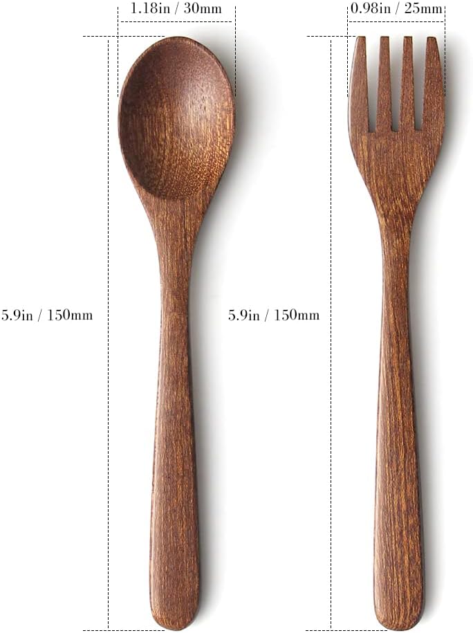 YFWOOD 4-Piece Natural Wooden Kids Utensils Set