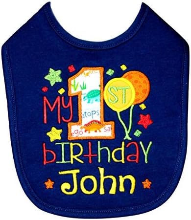 First Birthday Boy Bib with Baby Name Personalized 1