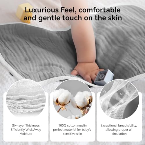 Synrroe Burp Cloths 4 Pack 6 Layers 100 Cotton