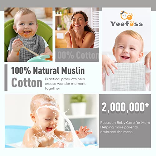 Yoofoss Muslin Burp Cloths 10 Pack Gradient Grey