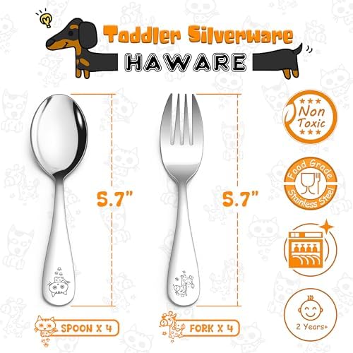 HaWare 8-Piece Toddler Stainless Steel Utensil Set