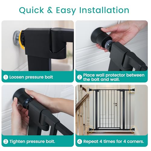 4 Pack Baby Gate Wall Protector Extension Kit Black