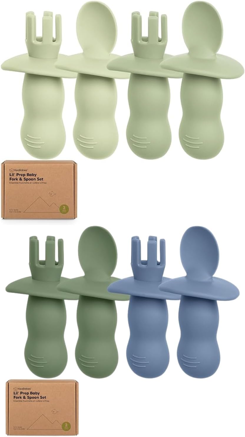 KeaBabies 4-Pack Silicone Baby Spoons and Forks Set