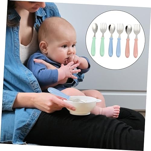 6Pcs Stainless Steel Flatware Set for Baby and Infant Feeding