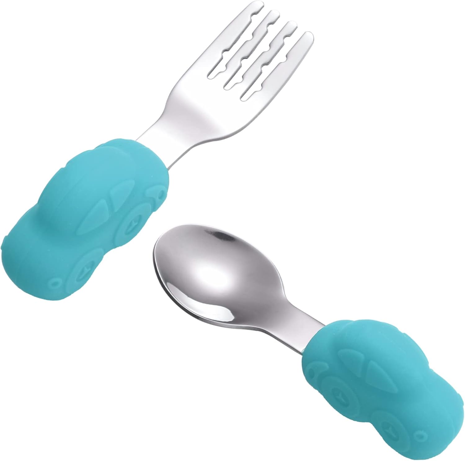 Toyvian Stainless Steel Spoon and Fork Set for Baby Weaning