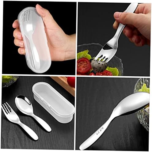 HONMEET 316 Stainless Steel Fork Spoon Set Self Feeding Utensils