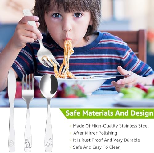 45Pcs Kids Silverware Set with Dinosaur Design