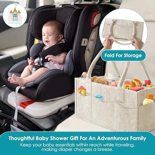 Cute Castle 2 Pack Diaper Caddy Organizer - Oatmeal