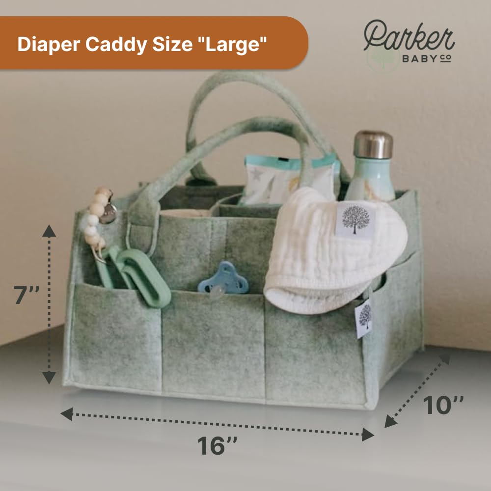 Parker Baby Diaper Caddy - Large Sage Green