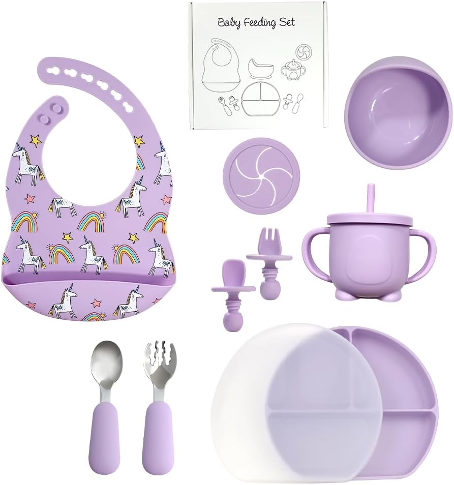 BY FOREV Silicone Baby Feeding Set with Sippy Cup and Bib