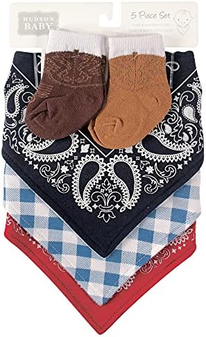 Hudson Baby Unisex 100 Cotton Bib and Sock Set
